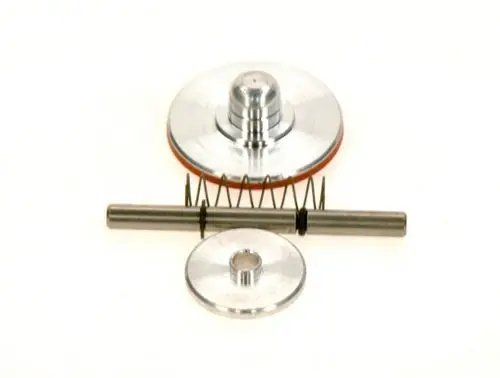 BOSCH Gasventil-Teile bestehen aus einem zentralen Zylinder, zwei runden Platten und einer Feder, die zusammen eine gasregulierende Funktion erfüllen.